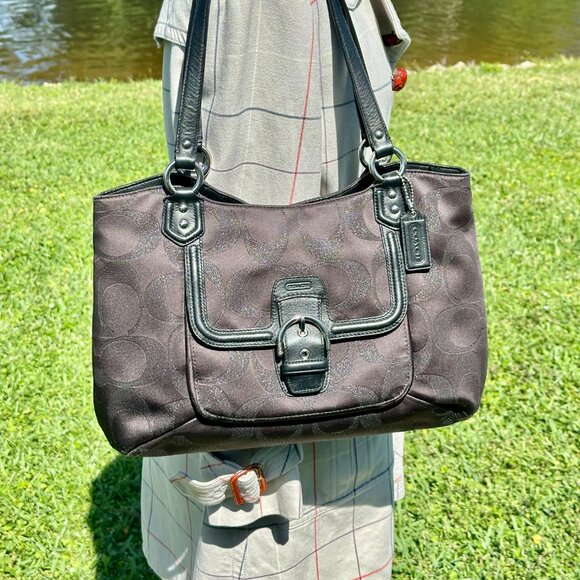 SOLD NWT COACH Campbell Belle Signature Lurex Carryall Shoulder Tote Black 26246 - Picture 16 of 16